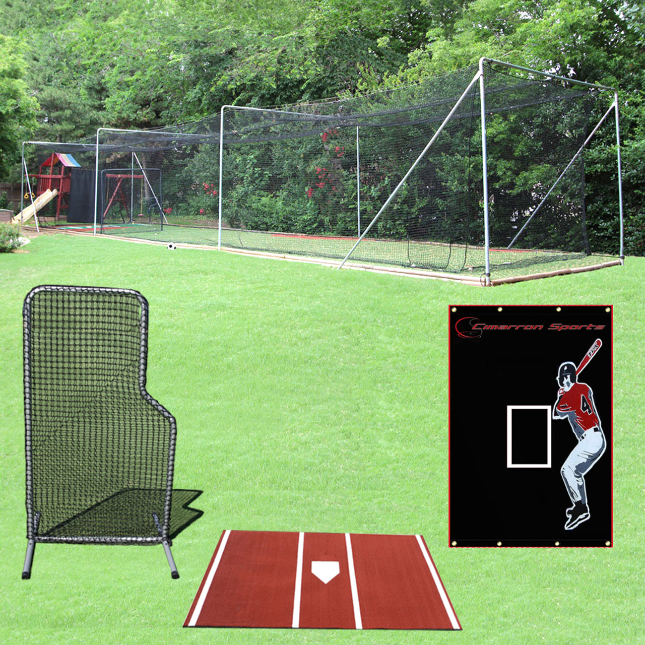 Cimarron Sports 70' Complete Deluxe Commercial Batting Cage Bundle